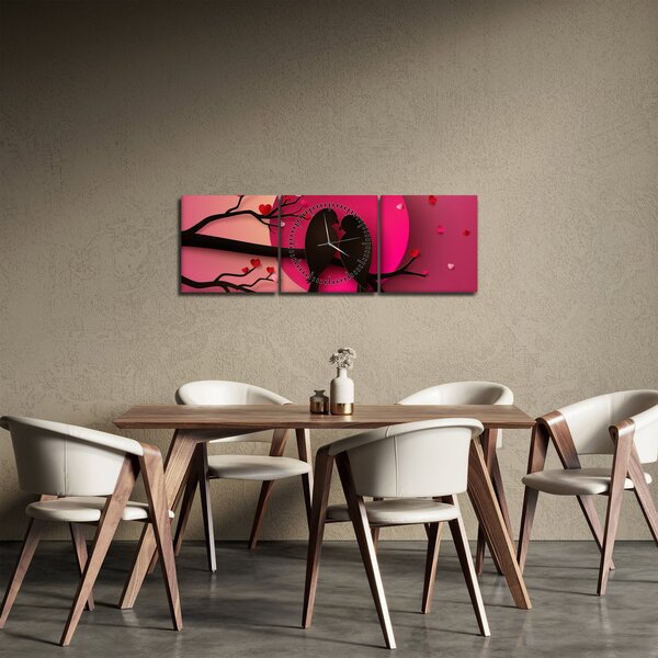 Obraz - Zamilovaní ptáčci (s hodinami) (90x30 cm)