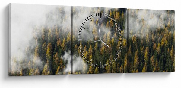 Obraz lesa v mracích (s hodinami) (90x30 cm)