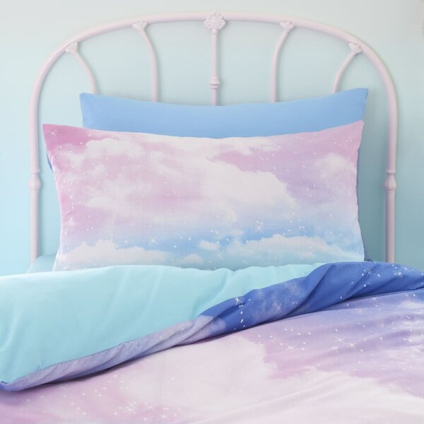 Modré/růžové dětské povlečení na jednolůžko 135x200 cm Ombre Rainbow Clouds – Catherine Lansfield