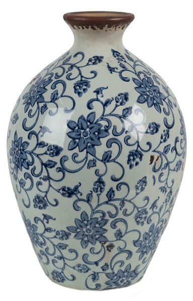 Dekorativní keramická váza s modrými květy Tapp - Ø 15*23 cm