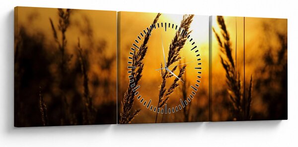 Obraz zapadajícího slunce (s hodinami) (90x30 cm)