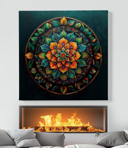 Obraz na plátně - Mandala Nádech listoví FeelHappy.cz Vyberte rozměr (Šířka/Výška): 40 x 40 cm