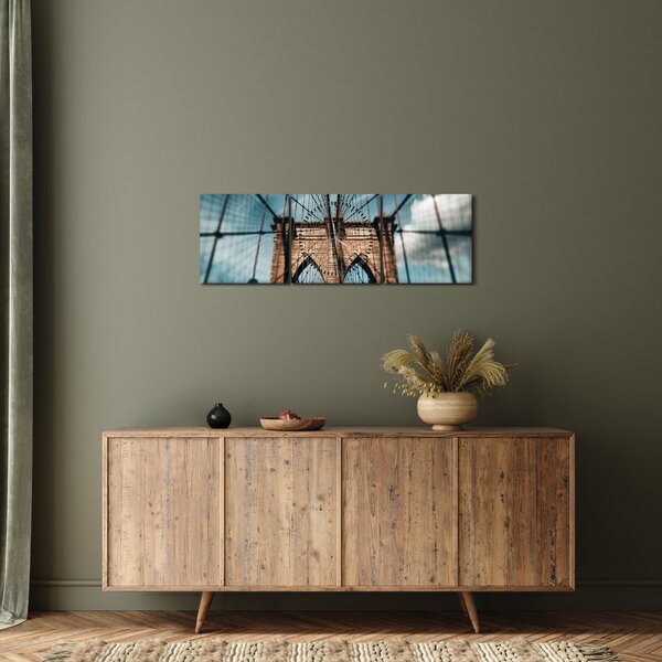 Obraz - Brooklynský most (s hodinami) (90x30 cm)
