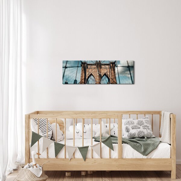 Obraz - Brooklynský most (s hodinami) (90x30 cm)