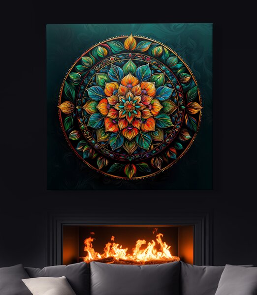 Obraz na plátně - Mandala Nádech listoví FeelHappy.cz Vyberte rozměr (Šířka/Výška): 40 x 40 cm