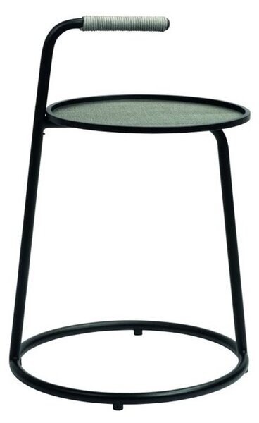 Stern Odkládací stolek Edi, Stern, kulatý 48x71 cm, lakovaný hliník černý (black matt), včetně textilenové podložky barva linen grey