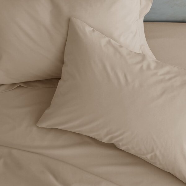 Světle hnědé napínací perkálové prostěradlo 90x190 cm Easy Iron Percale – Catherine Lansfield