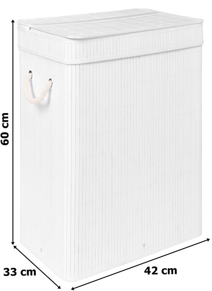 Bambusový koš na prádlo s víkem SOREN 80 l – bílý