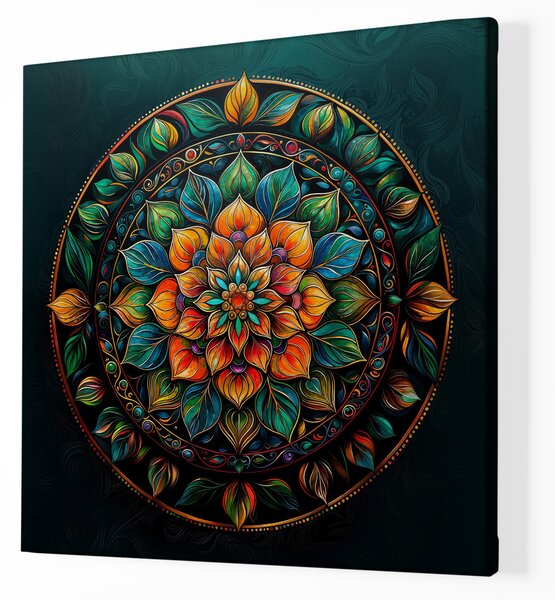 Obraz na plátně - Mandala Nádech listoví FeelHappy.cz Velikost obrazu: 40 x 40 cm