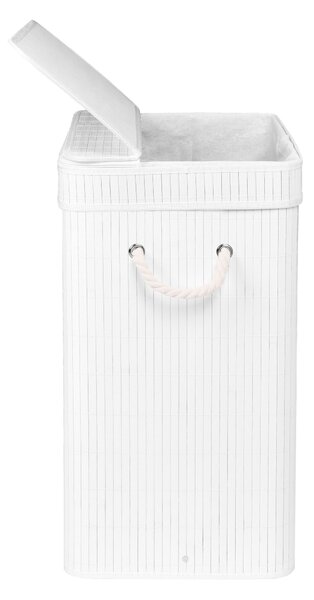 Bambusový koš na prádlo s víkem SOREN 80 l – bílý