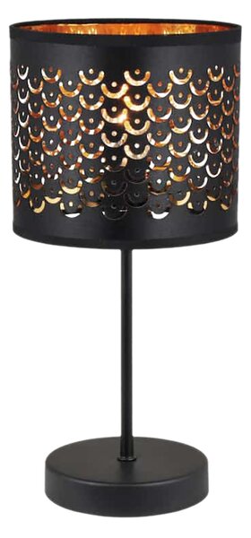 Stolní lampa Morgan, 1x plastové/černé textilní stínítko, b/g