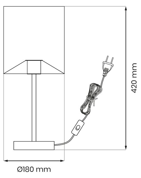 Stolní lampa Morgan, 1x plastové/černé textilní stínítko, b/g
