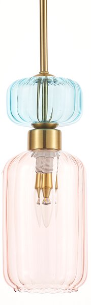 Závěsné svítidlo Molly Pink, 1x vícebarevné skleněné stínítko, g