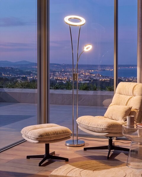 LED stojací lampa KENNET se stmívačem Kov Stříbrná