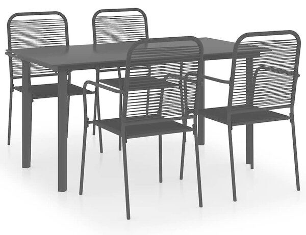 5dílný zahradní jídelní set černý sklo a ocel 3060209