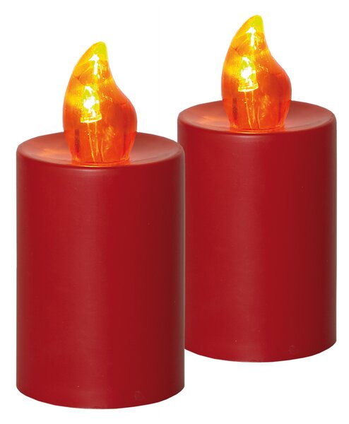 Elektrická svíčka s plamenem 2 ks červená sada 2 ks včetně baterií 4x AA