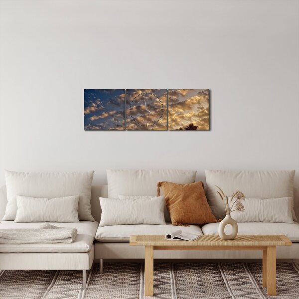 Obraz - Palmy mezi mraky (s hodinami) (90x30 cm)