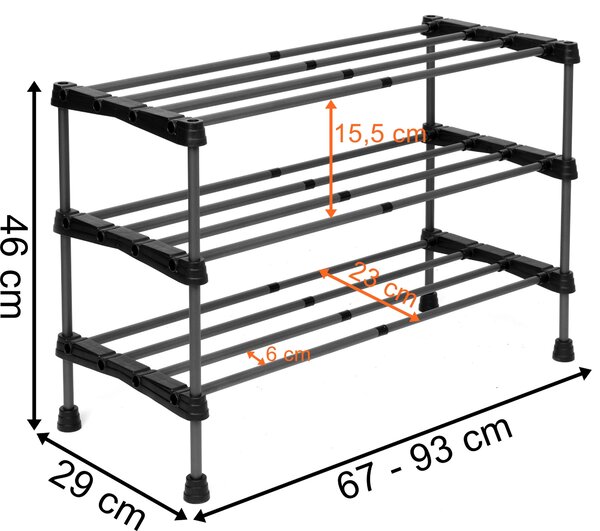 Nastavitelný stojan na boty ARISA – 3 patra