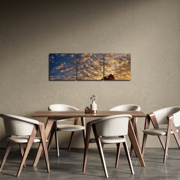 Obraz - Palmy mezi mraky (s hodinami) (90x30 cm)