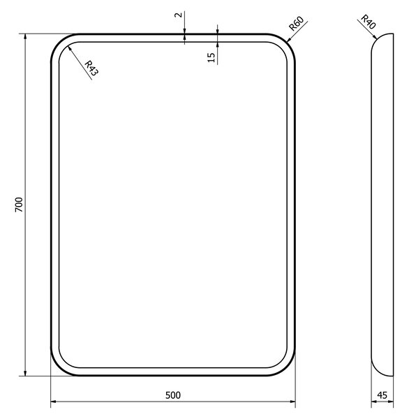 Sapho Sapho, FLOAT LED podsvícené zaoblené zrcadlo v rámu 500x700mm, bílá, 22571