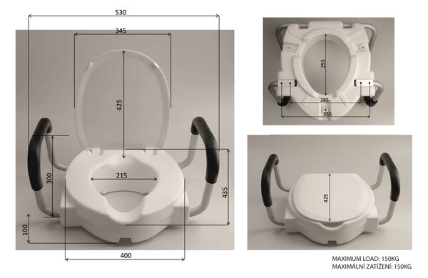 Ridder, WC sedátko zvýšeno 10cm, s madly, bílé, A0072001