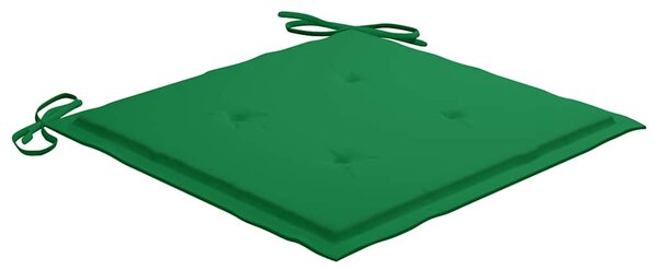 Skládací židle se zelenými polštáři, 4 ks, masivní teakové dřevo 3065622
