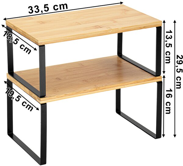 Sada 2 bambusových polic GINGER – černý rám