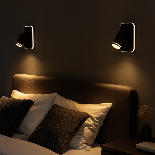 Nástěnné svítidlo Pipe Ring, 1x černé kovové stínítko + 1x LED 6w, b, vypínač