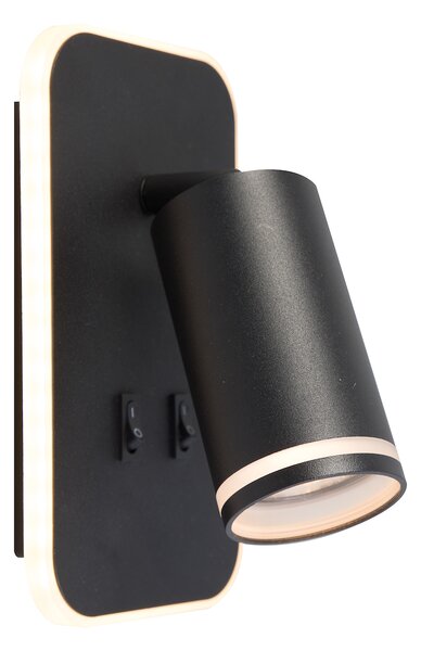 Nástěnné svítidlo Pipe Ring, 1x černé kovové stínítko + 1x LED 6w, b, vypínač