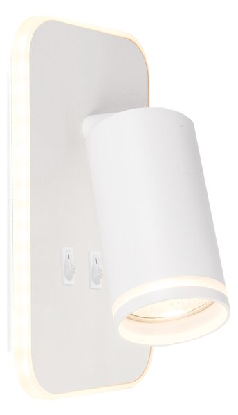 Nástěnné svítidlo Pipe Ring, 1x bílé kovové stínítko + 1x LED 6w, w, vypínač