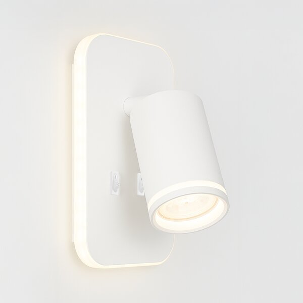Nástěnné svítidlo Pipe Ring, 1x bílé kovové stínítko + 1x LED 6w, w, vypínač