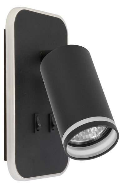 Nástěnné svítidlo Pipe Ring, 1x černé kovové stínítko + 1x LED 6w, b, vypínač