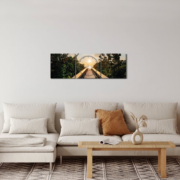 Obraz - cesta ke slunci (s hodinami) (90x30 cm)