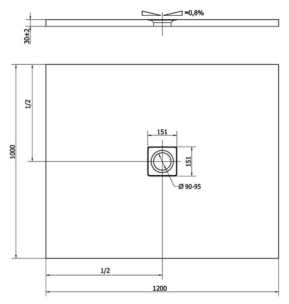 Polysan Polysan, FLEXIA sprchová vanička z litého mramoru s možností úpravy rozměru 120x100x3cm, 71563