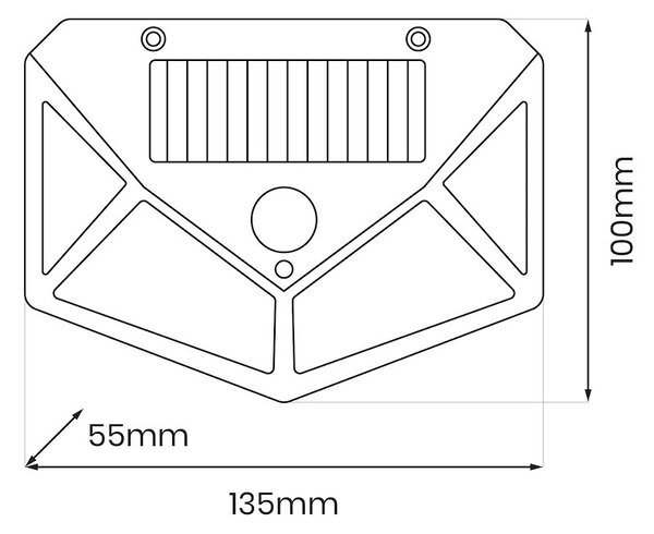 Exteriérové ​​solární nástěnné LED svítidlo Batman, 1x LED 3w, černá, pohybový senzor