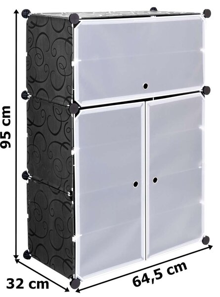 Modulární skříňka na boty RAKIA, výška 95 cm – černá