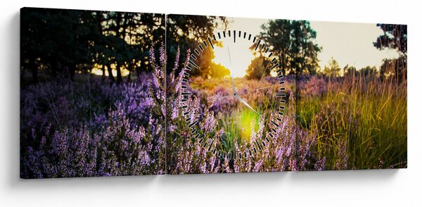 Obraz pole levandulí (s hodinami) (90x30 cm)
