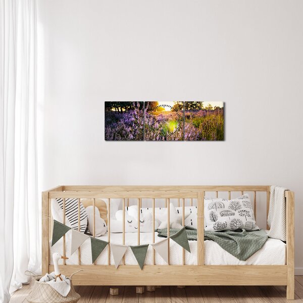 Obraz pole levandulí (s hodinami) (90x30 cm)