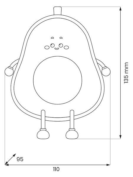 Dětská lampa Avocado, 1w, 3000k