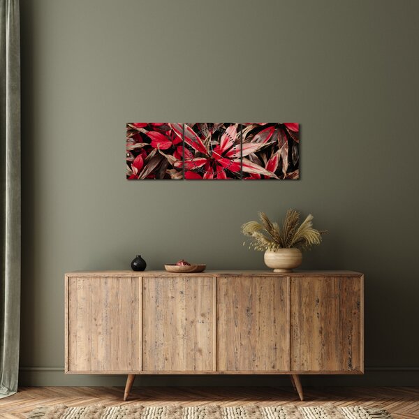 Obraz červených okvětních lístků (s hodinami) (90x30 cm)