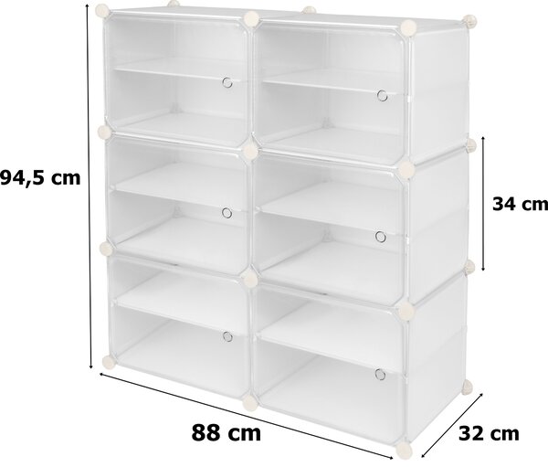 Modulární skříňka na boty PETRA, výška 94,5 cm – bílá