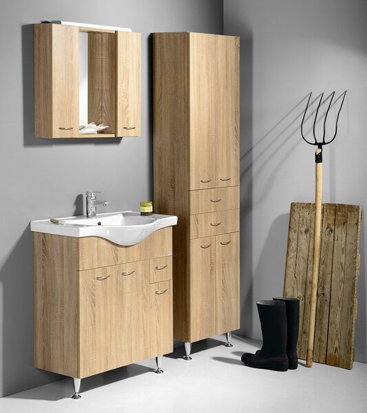 Aqualine Aqualine, ZOJA/KERAMIA FRESH skříňka vysoká 35x184x29cm, dub platin, 51222