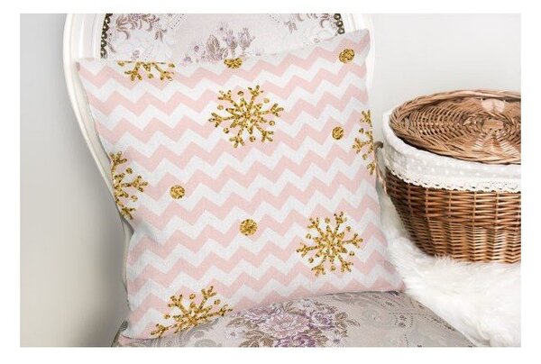 Vánoční povlak na polštář Minimalist Cushion Covers Golden Snowflakes, 42 x 42 cm
