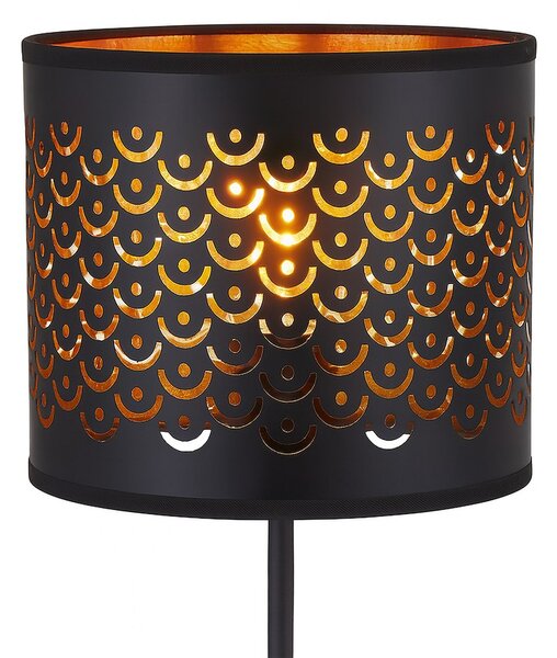 Stojací lampa Morgan, 1x plastové/černé textilní stínítko, b/g