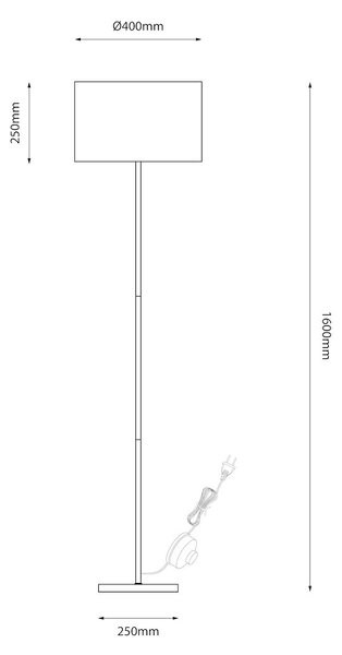 Stojací lampa Morgan, 1x plastové/černé textilní stínítko, b/g