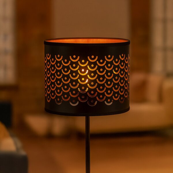 Stojací lampa Morgan, 1x plastové/černé textilní stínítko, b/g