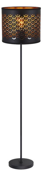 Stojací lampa Morgan, 1x plastové/černé textilní stínítko, b/g