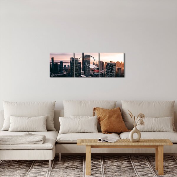 Obraz - Výhled na centrum města (s hodinami) (90x30 cm)