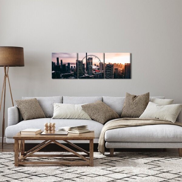 Obraz - Výhled na centrum města (s hodinami) (90x30 cm)