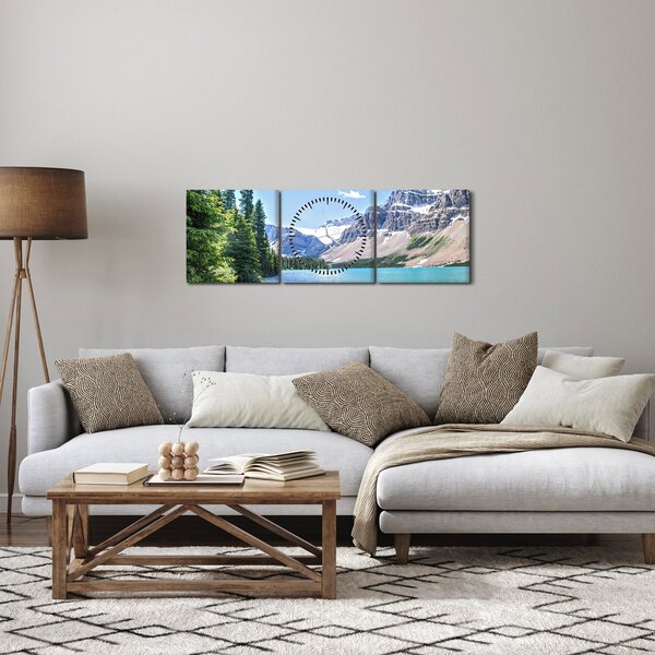 Obraz Alpského jezera (s hodinami) (90x30 cm)